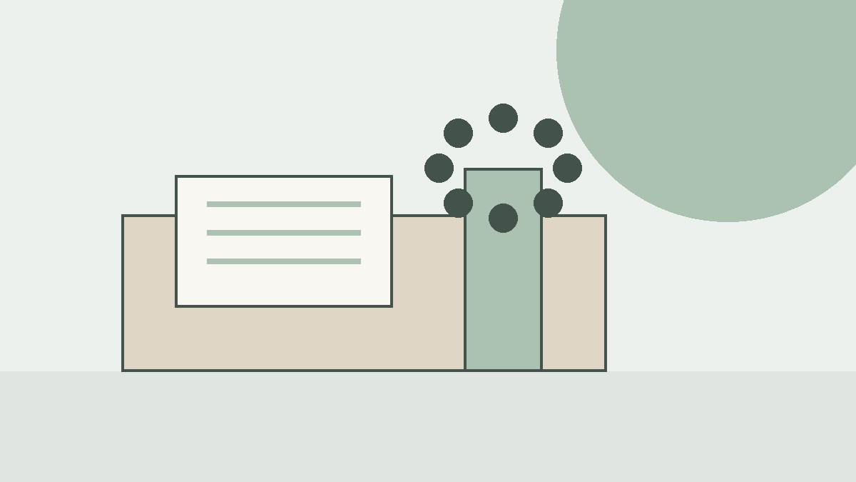 Abstract editorial scene with an open notebook, plant, and calm workspace